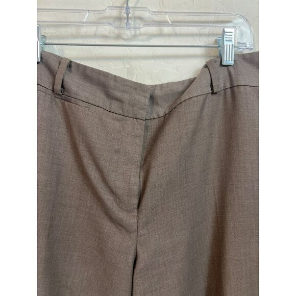 Ann Taylor Signature Fit (Just Below Waist) Sz 12 Taupe Brown Dress Pants Wide L - Picture 3 of 7